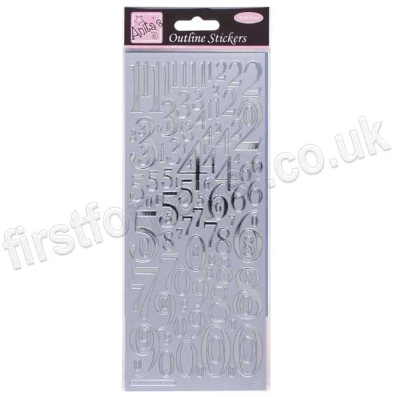 Anita's Small Numbers Outline Stickers - Silver, Embossed Peel-Off Stickers For Card Making & Crafts - View #3
