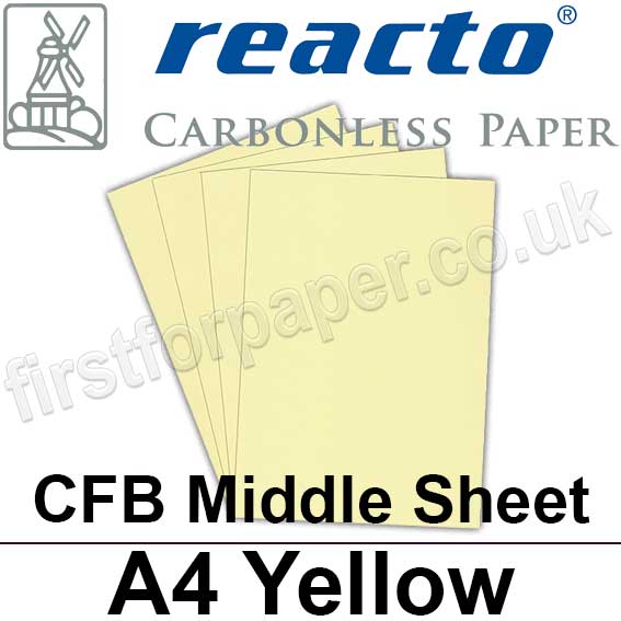 Reacto Carbonless NCR, CFB75, Middle Sheet, A4, 75gsm Yellow 500
