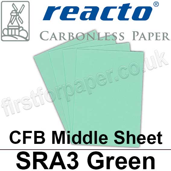Reacto Carbonless NCR, CFB75, Middle Sheet, SRA3, 75gsm Green 500