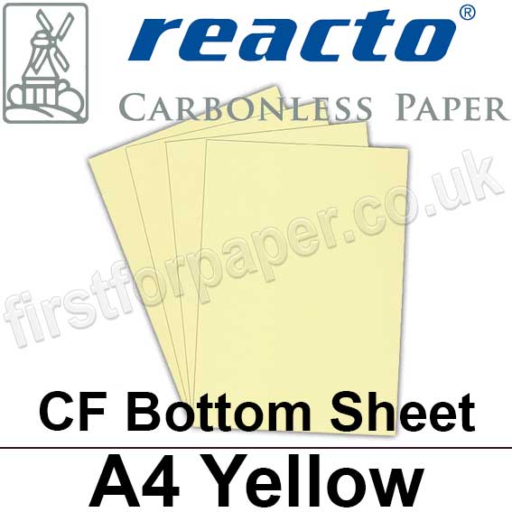 Reacto Carbonless NCR, CF75, Bottom Sheet, A4, 75gsm Yellow 500