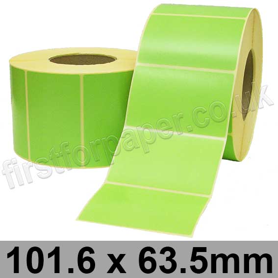 Light Green SemiGloss, Self Adhesive Labels, 101.6 x 63.5mm, Permanent Adhesive Roll of 2,000