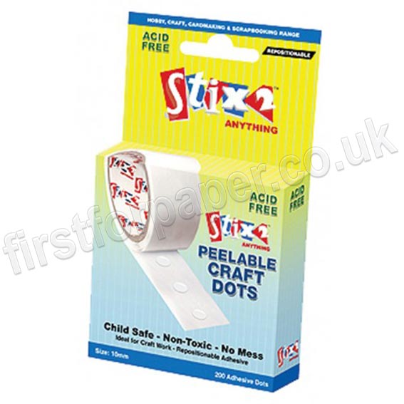 Stix2, 10mm Peelable Hobby & Craft Glue Dots Pack of 200 First for